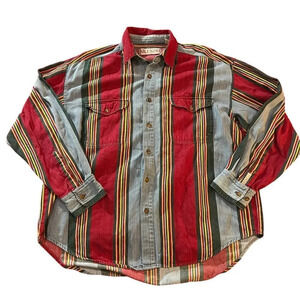 Silenzio 100% Cotton Striped‎ Button Down Size Large